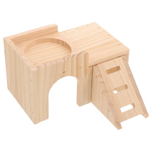 iplusmile デリケートなハムスター隠れ家 木製ハウス 小動物用休憩所 プライバシー確保 二建て巣箱 運動遊び場付き 小型ペット用