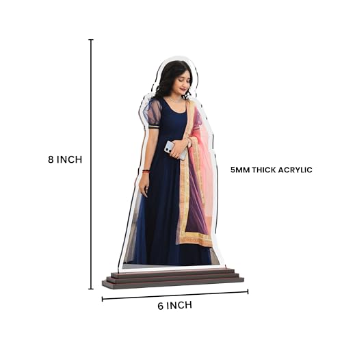 Image of SAVRI Personalized Acrylic Photo Cutout 6x8 Inch - Customized Picture Cutout with 5mm Thick Acrylic | Laser-Cut Tabletop Gift for Birthday, Anniversary, Couple, Boyfriend, Girlfriend, Husband, Wife