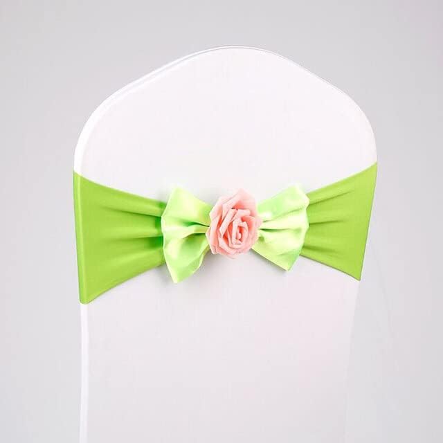 Bows sash Chair Sashes,Wedding Chair Covers, 10Pcs Chair Covers Wedding Sash Flower Satin Fabric Bow Tie Ribbon Band Decor Elasticity Hotel Party Supplies (Color : 9) (Color : 2)