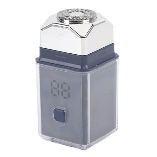 Travel Beard Trimmer for Men, IPX7 Water Proof, Noiseless Rechargeable Portable Electric Beard Clipper with Nose Hair Head for Face Mustache (Blue)