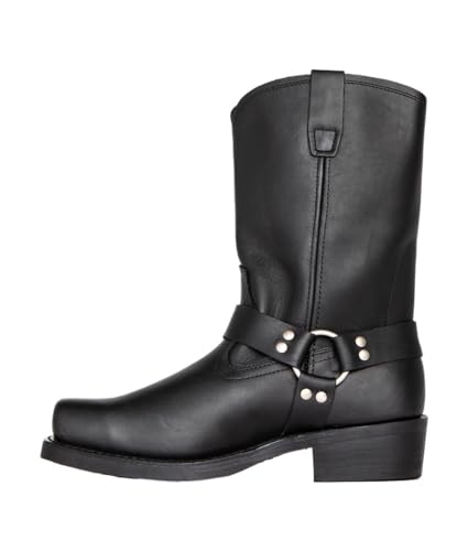 Men's Motorcycle Boot For Riding Waterproof Black PU Leather Boots Mid Calf Boots For Men