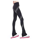 Jolie Mädchen Frauen Eiskunstlauf Crystal Pant Eislaufen üben Legging Strumpfhose mit Fleecefutter,Aspicture,130cm