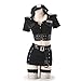SENJIY sexy police lingerie for women costume outfit anime Cosplay Cop officer Uniform Underwear woman Roleplay PU Leather Skirt Halloween Top Dress set with hat belt Stocking Black