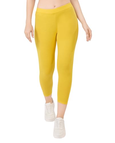 Image of TRASA Tailored Cut & Classic Fit Stretchable Cotton Fabric Mid-Rise Skinny Fit High Ankle Length /Cropped Length Leggings for Women, Available Size - M, L, XL, 2XL, 3XL, 4XL, 5XL
