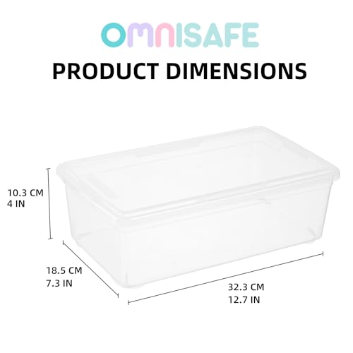 OMNISAFE 12 Pack 6 Quart Stackable Plastic Storage Shoebox, BPA-Free Nestable Container to Organize Shoes, See-Through Box for Home and Office, Multi-Purpose Storage Case (Transparent) by OMNISAFE - Image 2