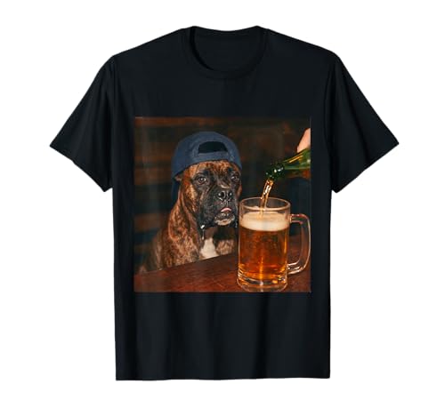 Boxer Drinking Beer Shirt Funny Fathers Day Dog Meme T-Shirt