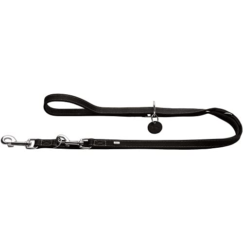 HUNTER Aalborg Adjustable Dog Lead in Black 3-Way Adjustable Robust Cowhide Leather with Strong Greasing Made in Germany Size: 10/200 - Image 2