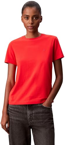 Calvin Klein Damen T-Shirt Kurzarm Archive Jersey Tee mit Rundhalsausschnitt, Rot (Tuscan Terra Cotta), M