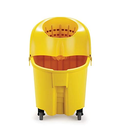 Rubbermaid Commercial Products Wavebrake 2.0 35 Qt Institution Mop Bucket With Wringer Set, Yellow #TOP1
