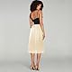 OBBUE 2pc Damen Petticoat Unterrock Lange Antistatisch Rock Satin für Unterkleider 24 White and Champagne Small