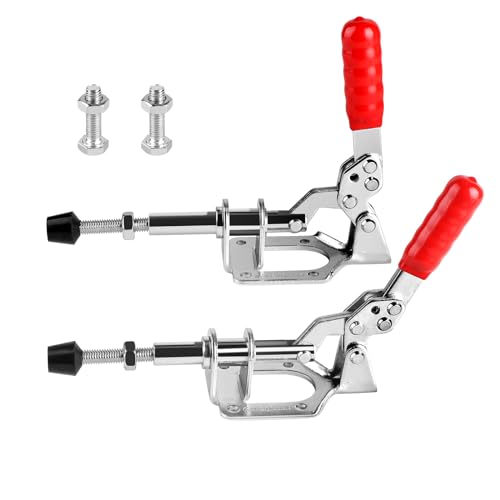 EXLECO Lot de 2 grands tendeurs de barre de poussée - Avec vis de rechange - Pince de serrage réglable - Pour trou incliné - Aide au perçage - Menuiserie - Soudage - Argenté