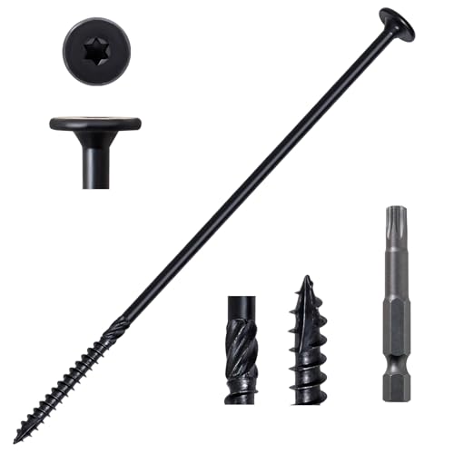 LIONMAX Structural Screws, #14 x 8 Inch Lag Screws for Timber, 50PCS, Black
