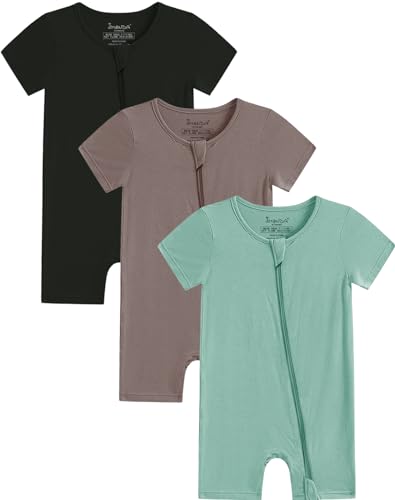 Jimonda - Jimonda Baby Bamboo Rayon Rompers - Short Sleeve 3pc PJs Set, 3-6 Months - Best Deal on Amazon