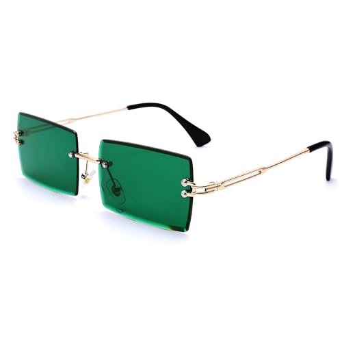 Rectangle Sunglasses for Men/Women Small Rimless Square Shade Eyewear3
