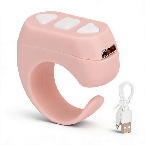 TikTok   Mando a distancia con Bluetooth, 3 botones, cámara de vídeo, mando a distancia, APP lateral, anillo de desplazamiento para OS Android Harmony OS (rosa)
