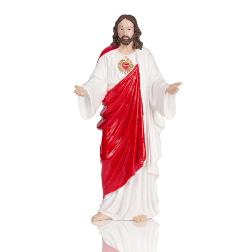 Estatua de Jesús Sagrado Corazón 10" Resina Pintada a Mano