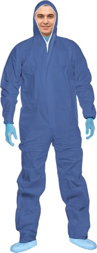 ACE CoverX Tuta da lavoro con cappuccio - tuta protettiva monouso per il lavoro - contro sostanze chimiche e particelle - blu - L