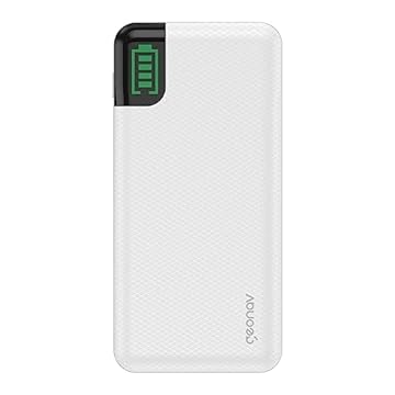 Geonav Power Bank, Carregador Portátil Universal 20.000mAh, 2 saídas USB QC 3.0 para carregamento rápido + 1 saída USB-C (PD) até 18W, até 7 recargas, PB20KWT, Branco