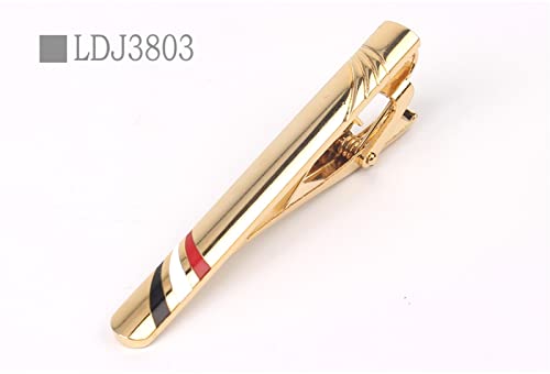 LSTGJ Goldren Tie Clip Voor Mannen Klassieke Meter Tie Clips Legering Tie Emaille Tie Kraag Pin Crystal Business (Hoofdsteen Kleur: Zilver, Metaalkleur: LDJ3803) - Image 3
