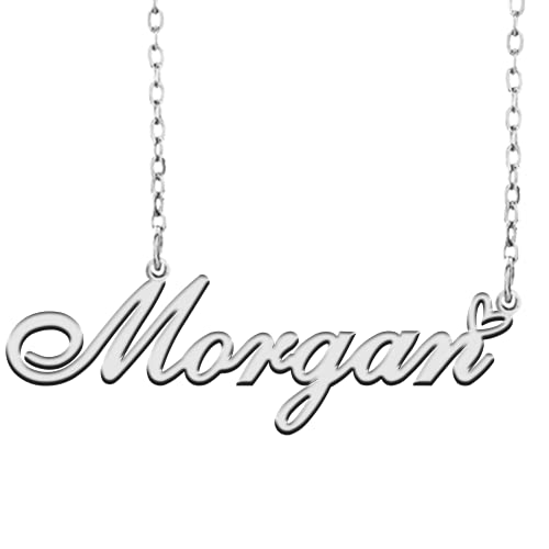 RONKAHSHOW Morgan Custom Pendant Name Necklace Customized Personalized with Heart Necklace Best Gift for Women New Year Birthday Mother’s day Christmas wedding Party S