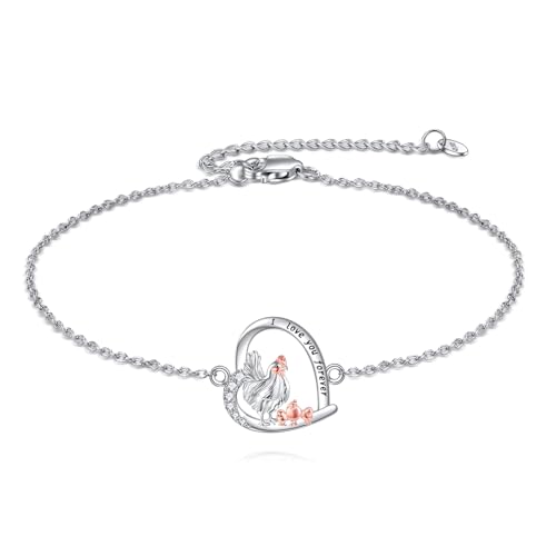 YAFEINI Chicken/Alligator/Dachshund/Robin/Shark Bracelet 925 Sterling Silver Animal Bracelet Jewelry Gifts for Women