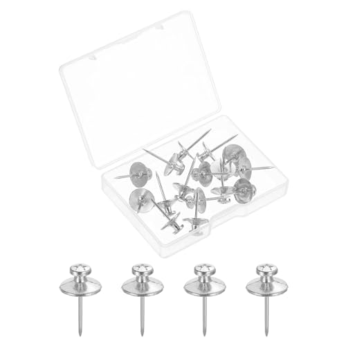 Image of uxcell 20 Pcs Double Headed Picture Hanging Nail, Zinc Alloy Push Pins Picture Hangers Double Headed Thumb Tacks for Hanging Pictures, Silver