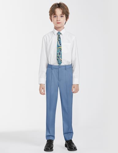 Image of Boys Suit Vest Set 4 Pieces Slim Fit Kids Blue Gray Formal Vest and Pants Set for Wedding Ring Bearer, Easter, First Communion, Confirmation, Graduation Little Boys Size 6