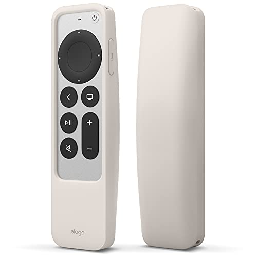elago R5 ロケーターケース Apple TV 4K Siri Remote 第 2 世代 (2021) および Apple AirTag と互換性あり: ストラップ付き、落下防止 (ストーン)
