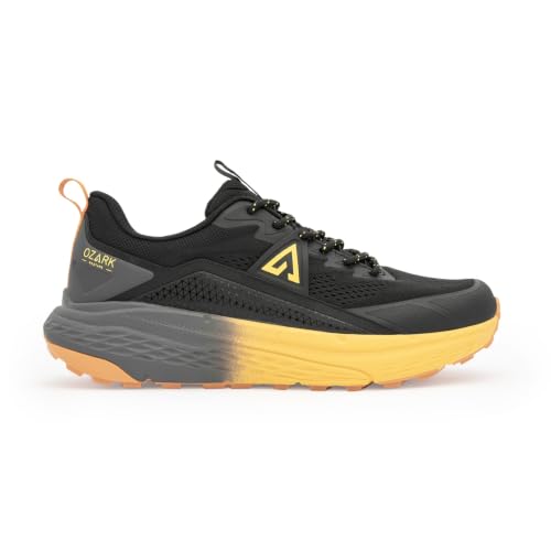 Image of Red Tape Ozark Black & Yellow Trail Running Shoes for Men | Low-Cut Outdoor