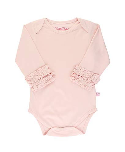 Image of RuffleButts Baby/Toddler Girls Knit Long Sleeve Ruffle Bodysuit with Snaps