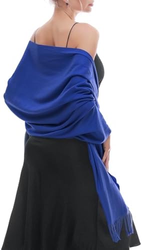 RIIQIICHY Women's Fringe Shawl Wrap Pashmina Scarf for Wedding Evening