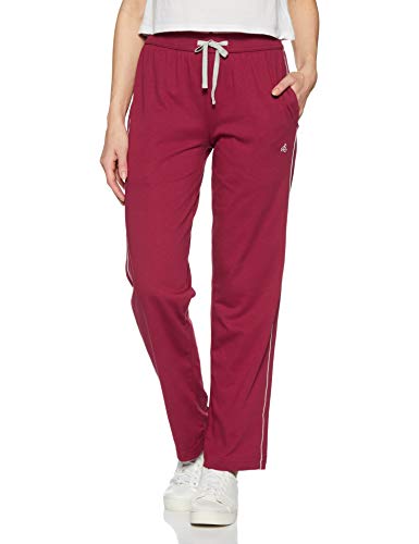 Image of Jockey 1305 Women's Super Combed Cotton Rich Relaxed Fit Mid Rise Trackpants with Contrast Side Piping and Pockets