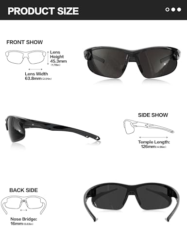 Image of BIRCEN Mens Polarized Sunglasses for Sports: TR90 Lightweight Sun Glasses Wrap Around Shades for Fishing Driving Cycling