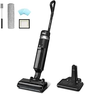 INSE Wet Dry Cordless Vacuum Cleaner, Lightweight Cordless Vacuum and Mop for Hard Floors Wet-Dry Cleaning, Up to 35mins Runtime Upright Vacuum with Self-Cleaning, LED Display and Voice Assistance-W5