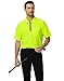 Men's Short Sleeve Pocket Polo Shirts Quarter-Zip Casual Dry Fit Moisture Wicking Performance Golf T-Shirts(Hi Viz Yellow,5XL)