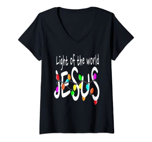 Mujer Jesucristo Luz Del Mundo Navidad Fe Cristiana Camiseta Cuello V