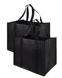 Yotlein Einkaufstasche Faltbar 2 Stück Schwarze mit Griffen, 41 x 33 x 26 cm, Waschbare Ständer, Große Kapazität, Wiederverwendbarer, für Einkaufen und Travel Outdoor Camping