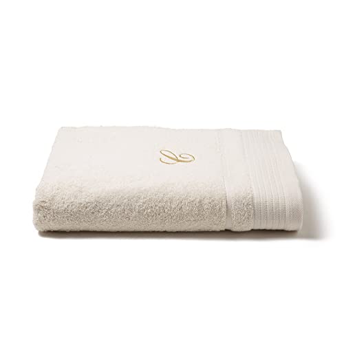 Toalla de baño Caleffi de algodón marfil con bordado elegante 2