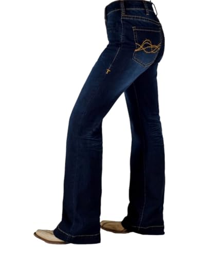 Cowgirl Tuff Western Jeans Womens Platinum High Rise Dark Wash JPLTNM4