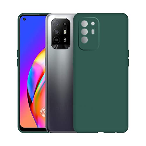 Image of Case Creation Liquid TPU Silicone Cover for Oppo F19 Pro+ Soft Case,Anti-Dirty Slim Case Frosted Matte Cute Candy TPU Raised Bezel (Splash of Color) Back Case Cover for Oppo F19 Pro+ -Lake Green
