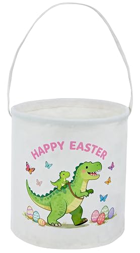 Image of Dinosaur Easter Bucket Easter Basket for Kids Baby Storage Basket Cute Toy Storage Bin Organizer Shelf Book Basket Easter Room Decor(Dinosaurs)