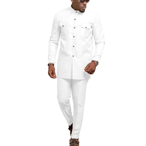 African Suits for Men Dashiki Traditional 2 Piece Outfits Sets Long Sleeve Clothing Casual Attire