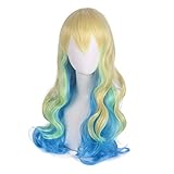 Uearlid Anime Wig Miss Kobayashi's Dragon Maid Cosplay Lucoa Wig,Yellow Green Blue Gradient Long Wavy Wig,Costume Halloween Wig,for Halloween,Costume Party,Anime Show,Cosplay Event Coser Wig