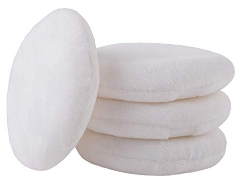 Powder Puff, Yababa 4pcs 3.93 Inch Large Loose Powder Puff for Body Powder, Ultra Soft Washable Velour Fluffy Body Powder Puffs with Ribbon, White