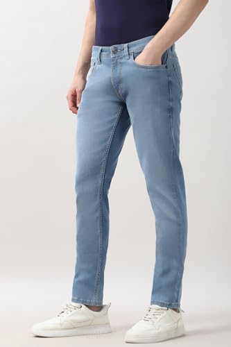 Image of Peter England Men's Skinny Fit Jeans | Denim Mid Washed | Casual Wear | Stylish Bottoms
