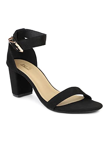Image of Inc.5 womens Women Black Open Toe Block Heels With Ankle Loop Sandal