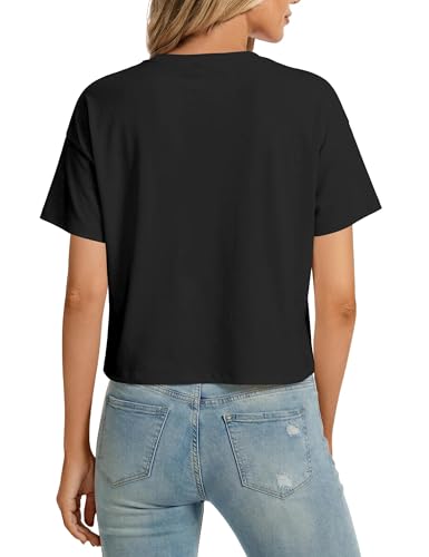 Image of SMENG Women's Workout Crop Tops UPF50+ Cotton Soft Breathable Tshirt Loose Short Sleeve Yoga Athletic Shirt