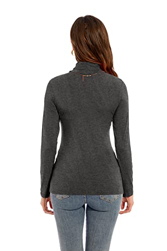 Image of Womens Long Sleeve Turtleneck T-Shirts Casual Lightweight Slim Fit Cozy Base Layer Top