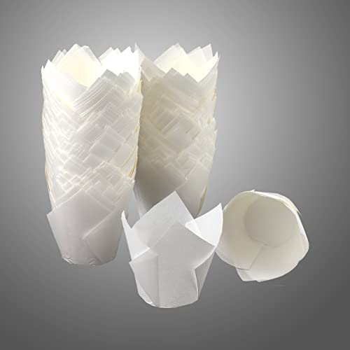 200Pcs Tulip Cupcake Liners, Brand Name Standard Greaseproof Paper Baking Cups Muffin Liners Holders Perfect For Bridal Showers, Baby Showers, Birthday Parties, Banquets, And Catering Events (White) #TOP6