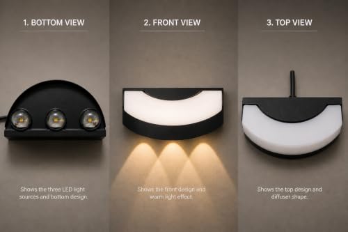 Image of FILLISKA LED Indoor UP Down Wall Light, Warm White Colour with Shockproof Alluminium White Body (Black Semicircle 9 Watt)